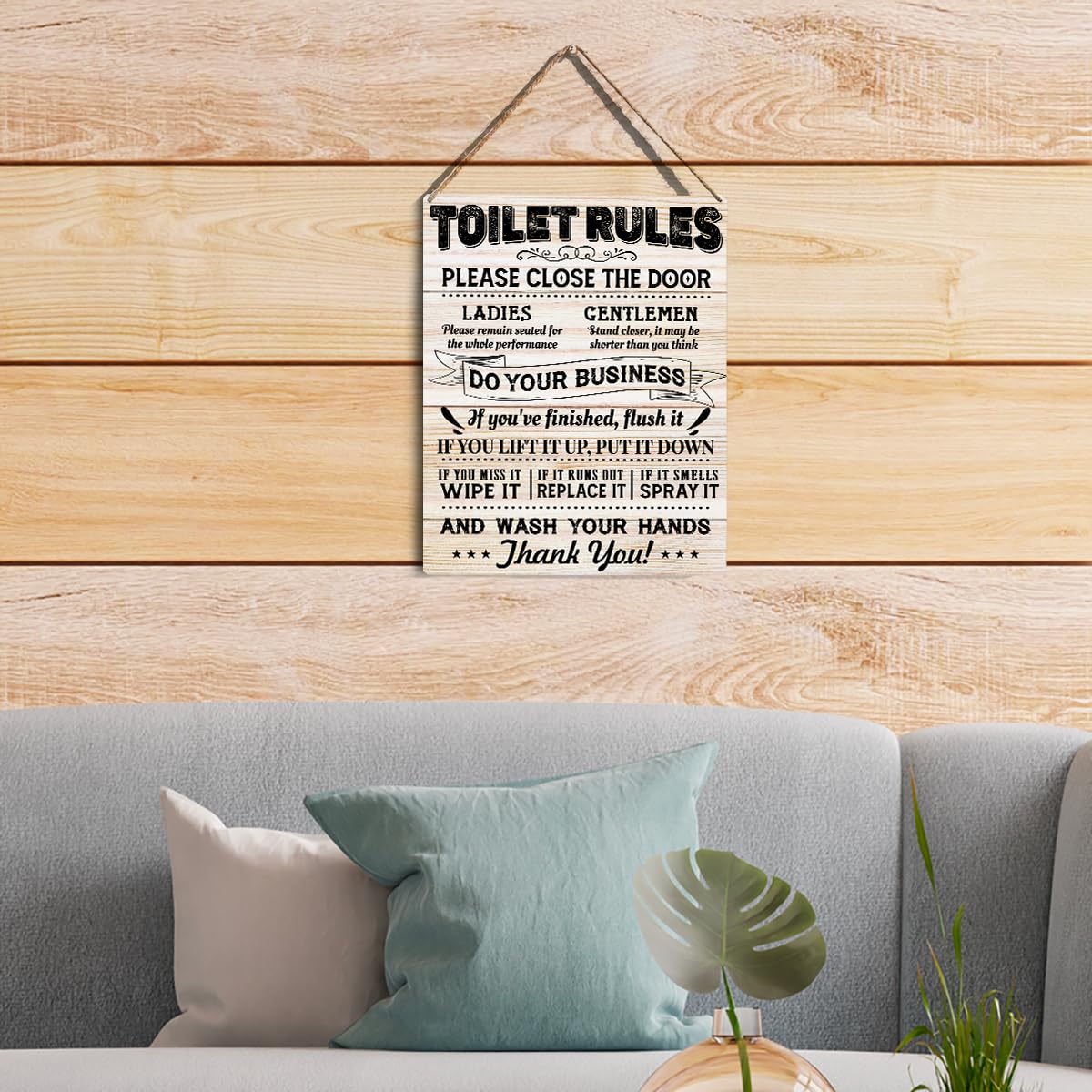 Amazon.com: Toilet Rules Signs Wall Decor Rustic Please Close the
